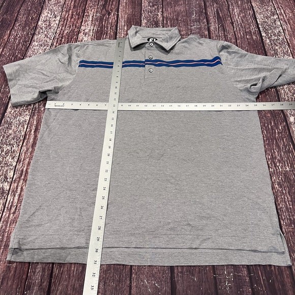FootJoy FJ Golf Gray Purple Striped Polo Short Sleeve Shirt Logo Size X Large XL - Picture 9 of 9